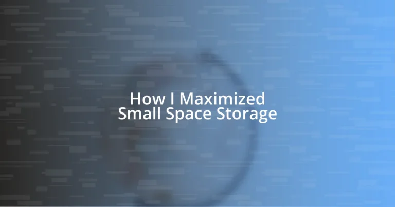 How I Maximized Small Space Storage