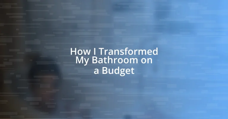 How I Transformed My Bathroom on a Budget