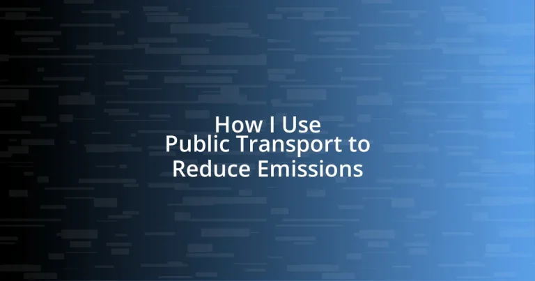 How I Use Public Transport to Reduce Emissions