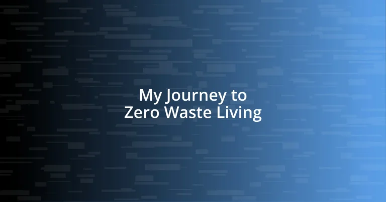 My Journey to Zero Waste Living