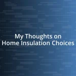 My Thoughts on Home Insulation Choices