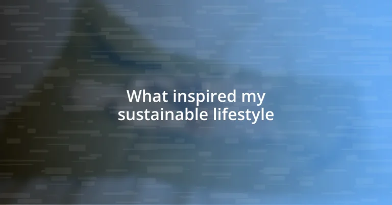 What inspired my sustainable lifestyle