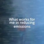 What works for me in reducing emissions