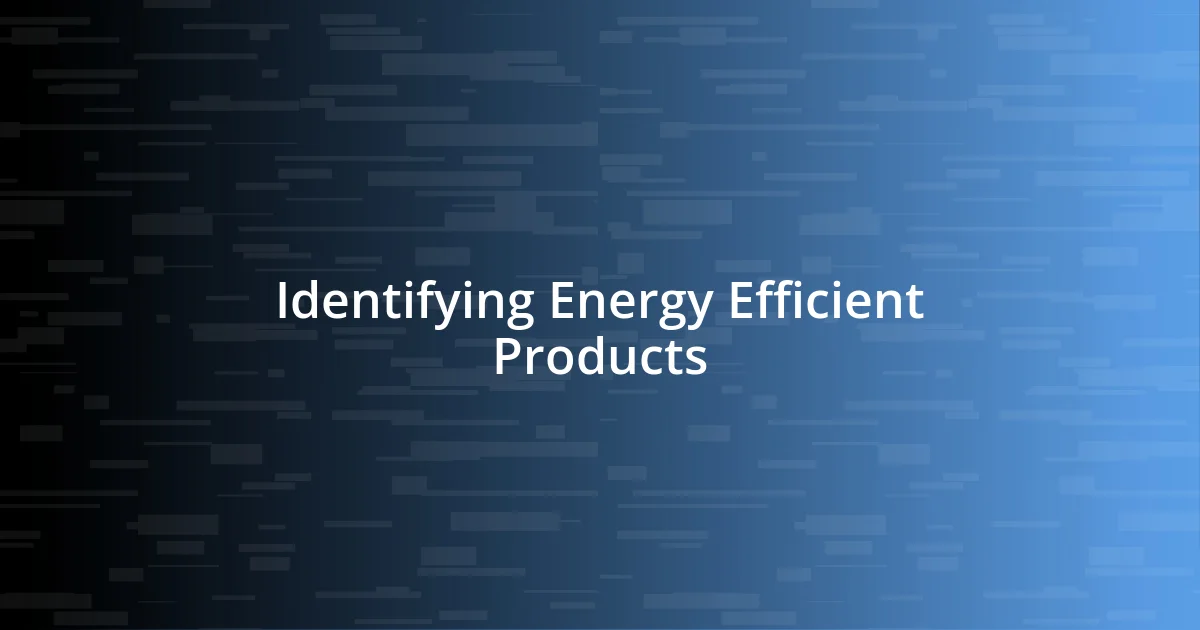 Identifying Energy Efficient Products