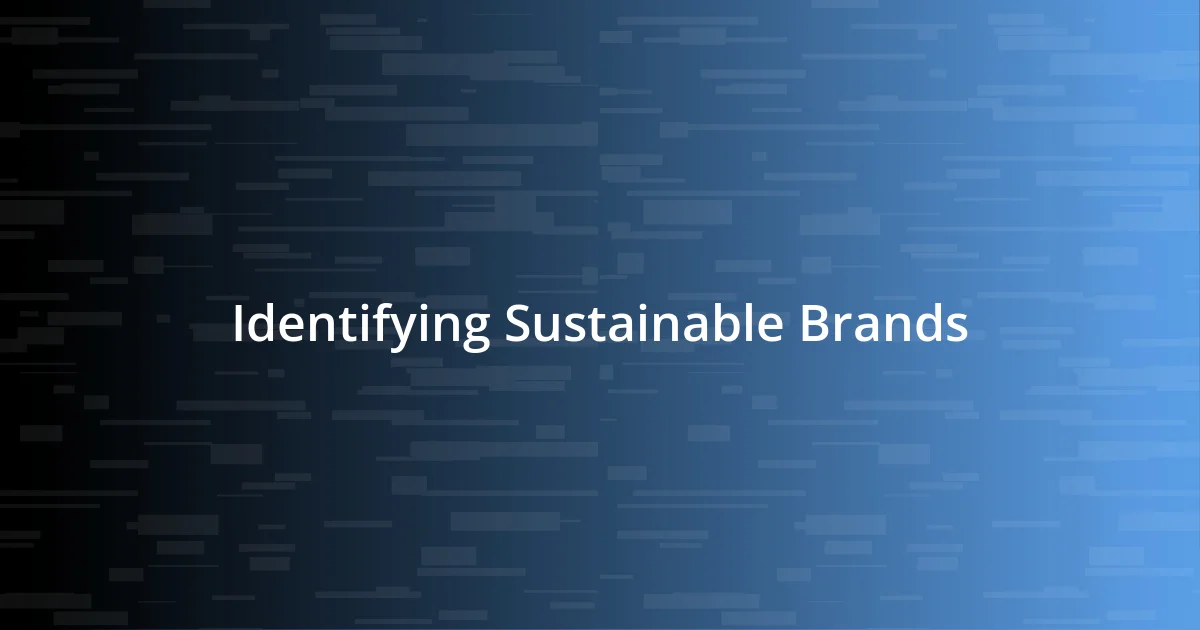 Identifying Sustainable Brands