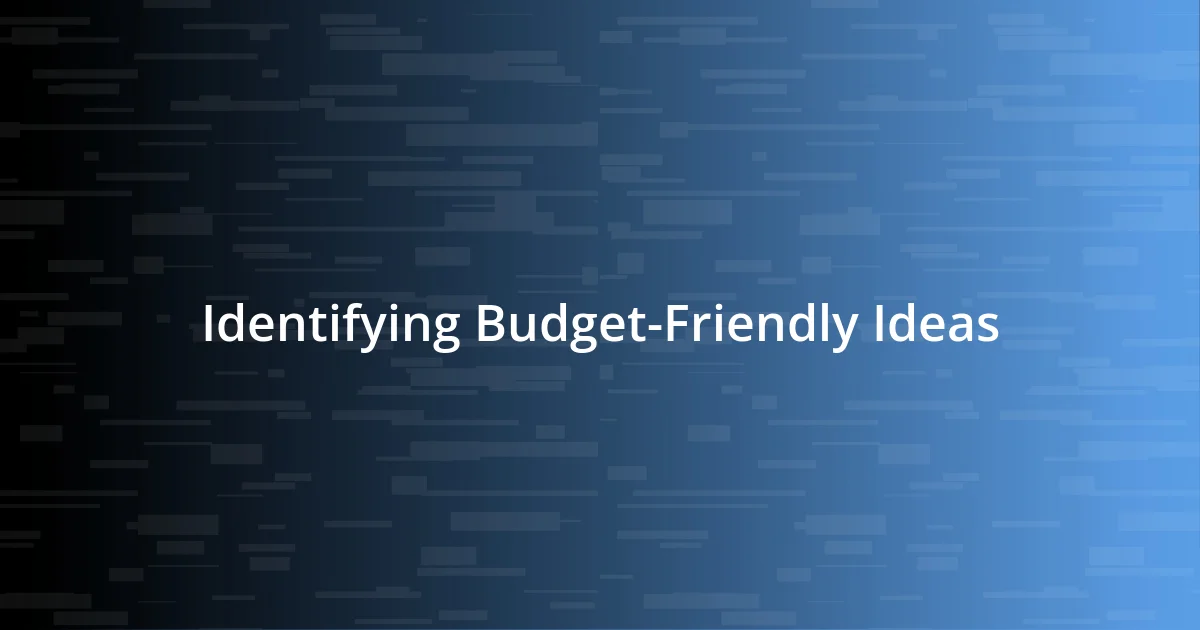 Identifying Budget-Friendly Ideas