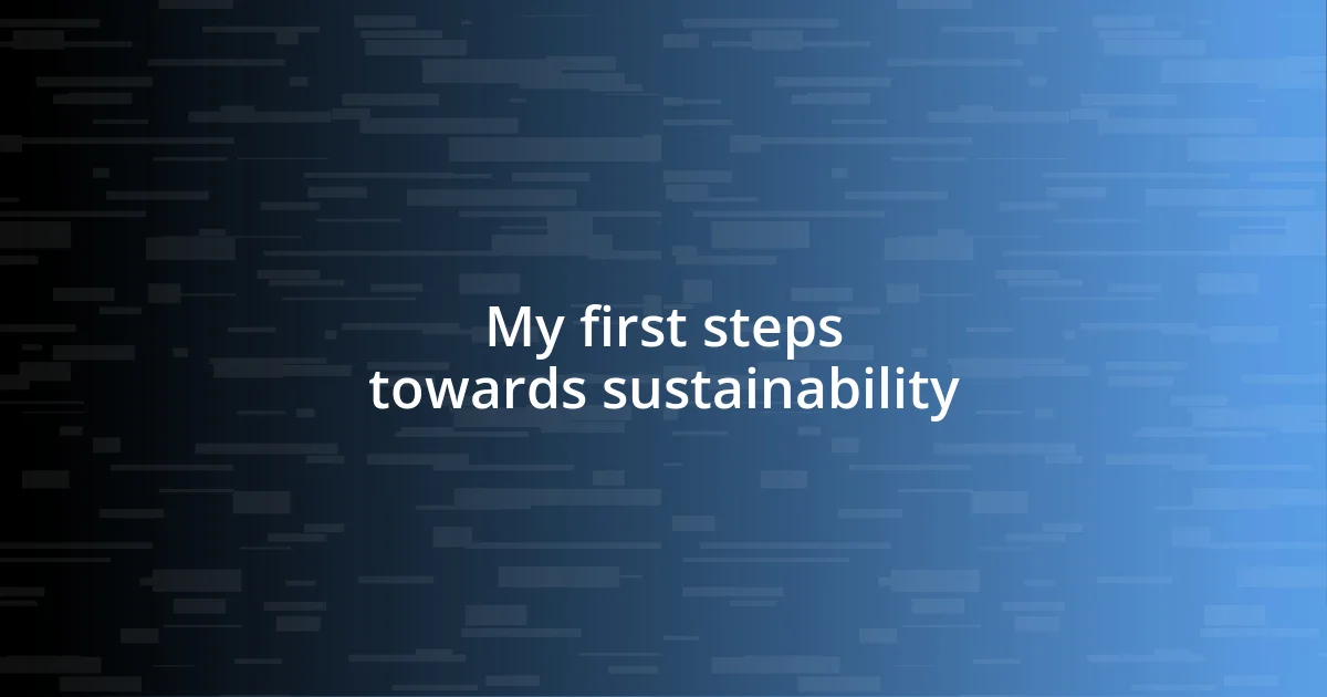 My first steps towards sustainability